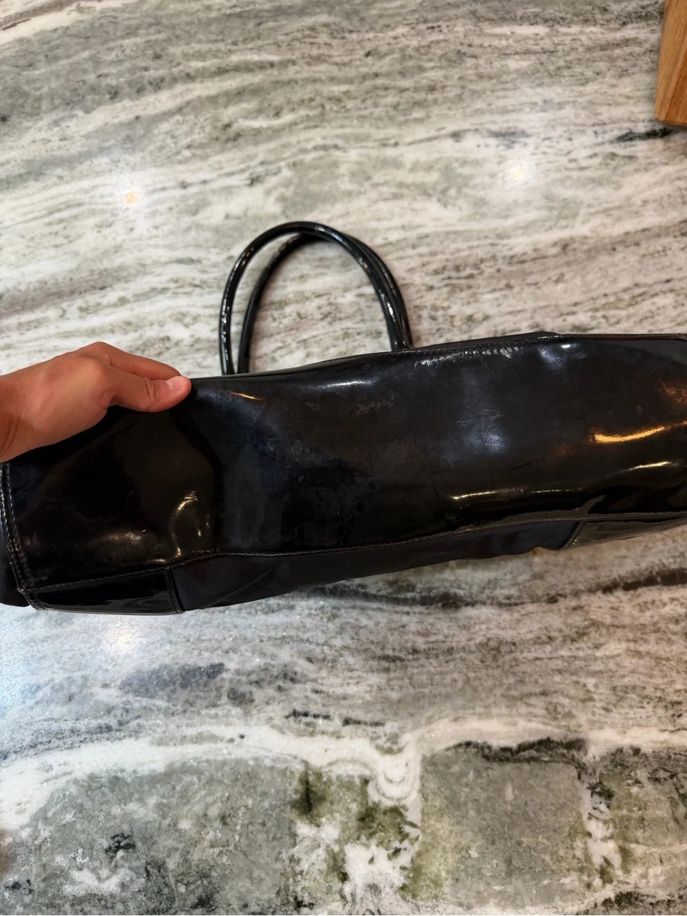 Tory Burch Black Nylon Tote with Glossy Patent Logo
